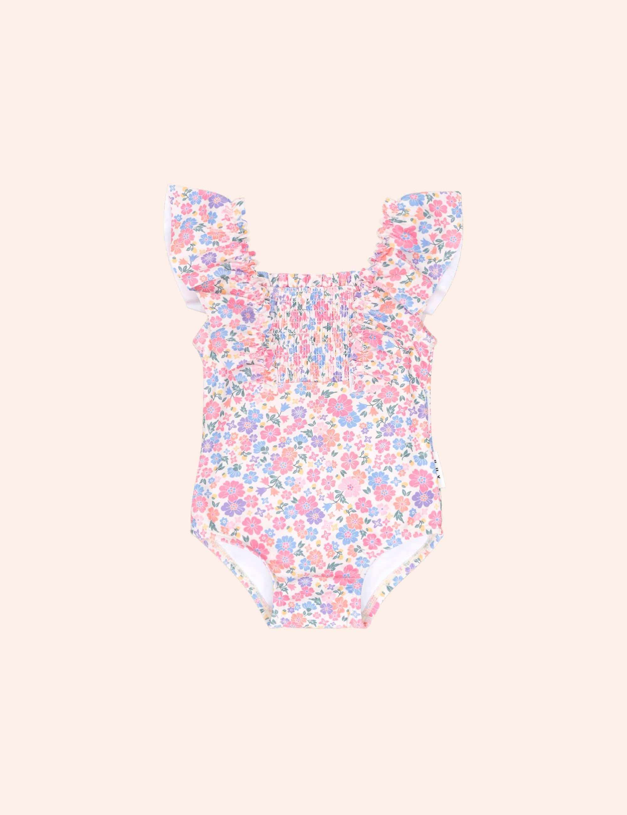 Paradiso Floral Shirred Swimsuit SWIMWEAR Huxbaby