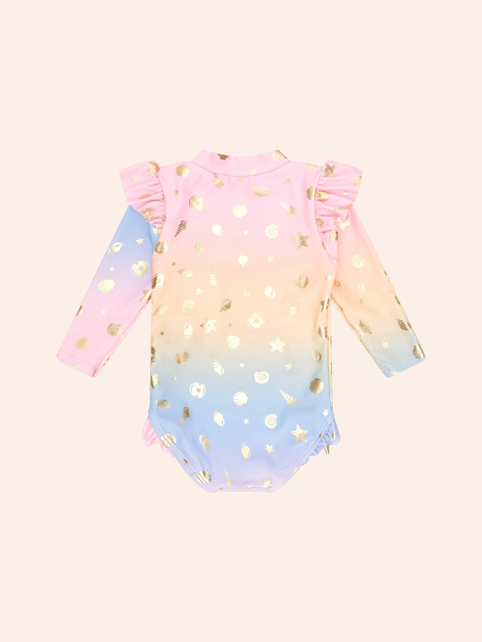 Shell Foil Ombre Frill Swimsuit – Huxbaby