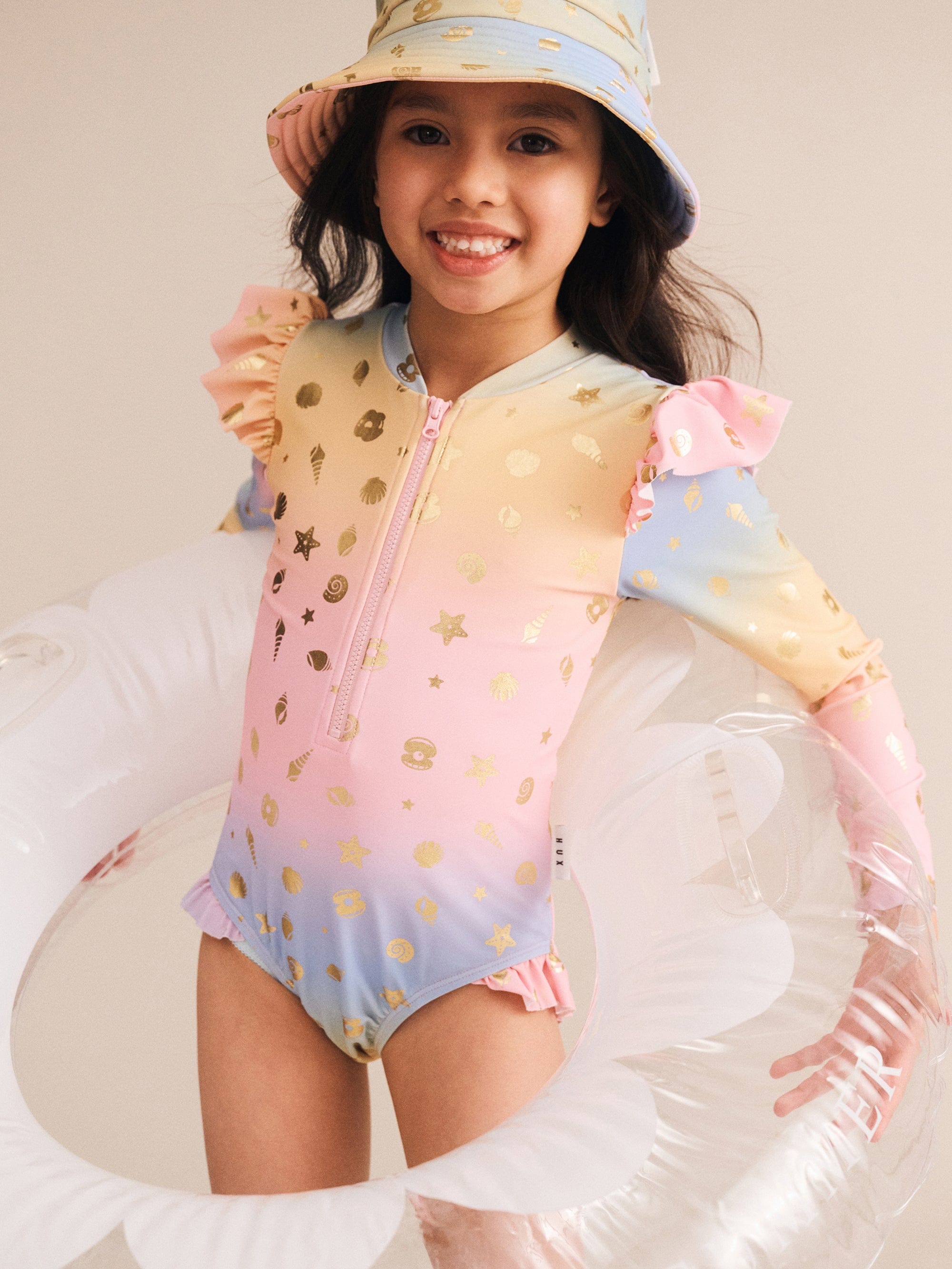 Shell Foil Ombre Frill Swimsuit SWIMWEAR Huxbaby