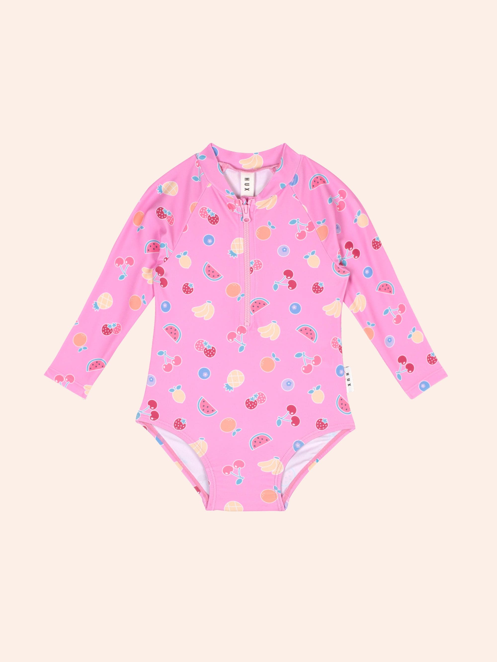 Fruit Emoji Zip Pink Swimsuit SWIMWEAR Huxbaby
