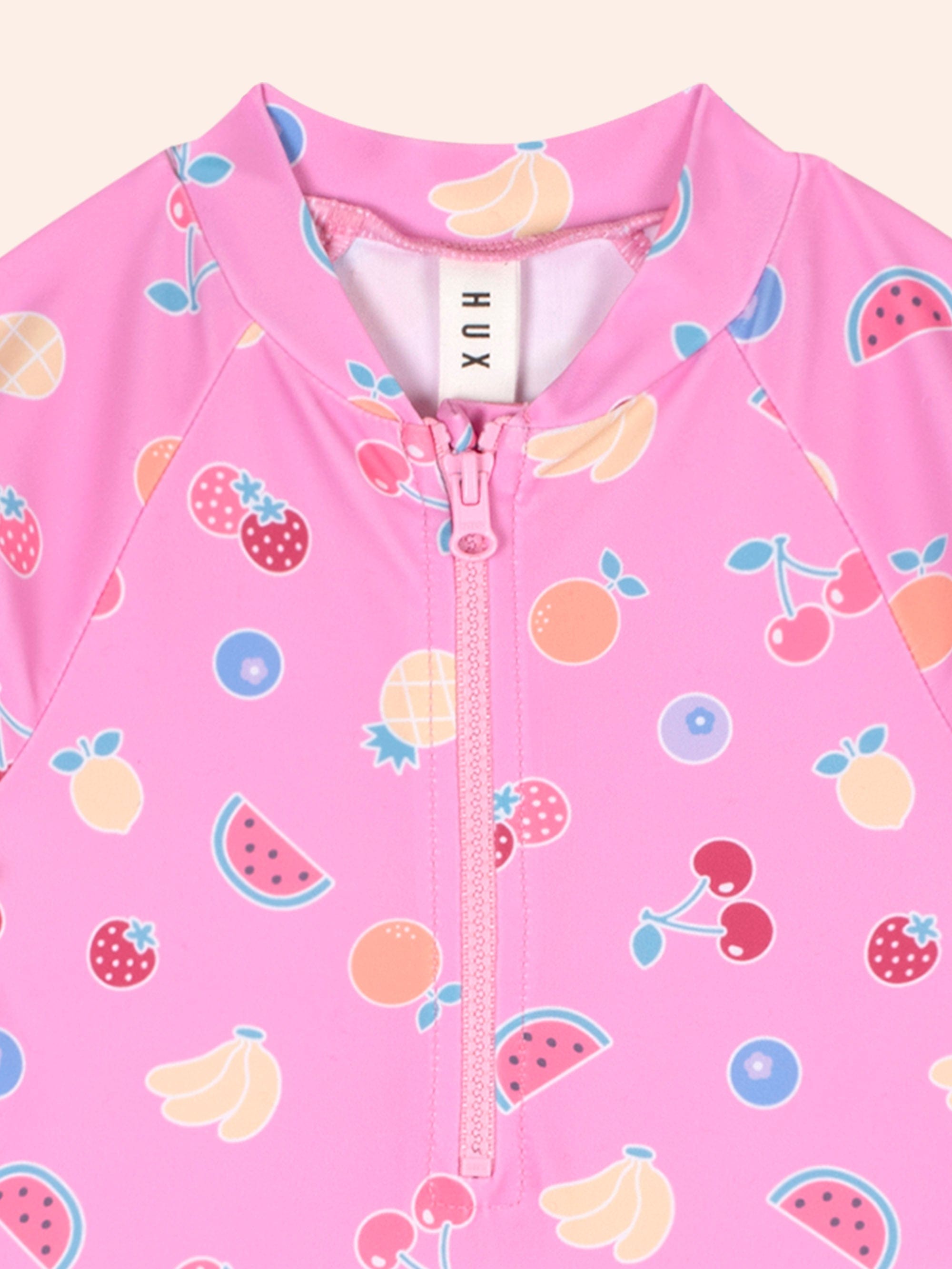 Fruit Emoji Zip Pink Swimsuit SWIMWEAR Huxbaby