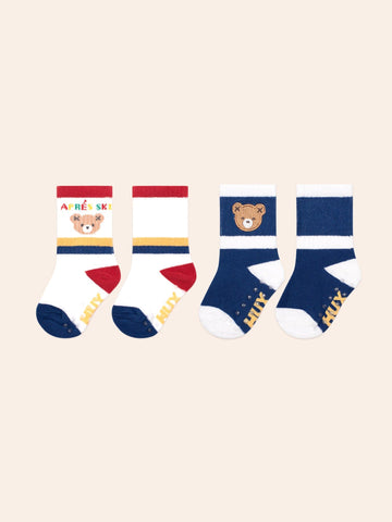 Hux Apres Ski Cobalt Multi 2Pk Socks ACCESSORIES Huxbaby Shopify