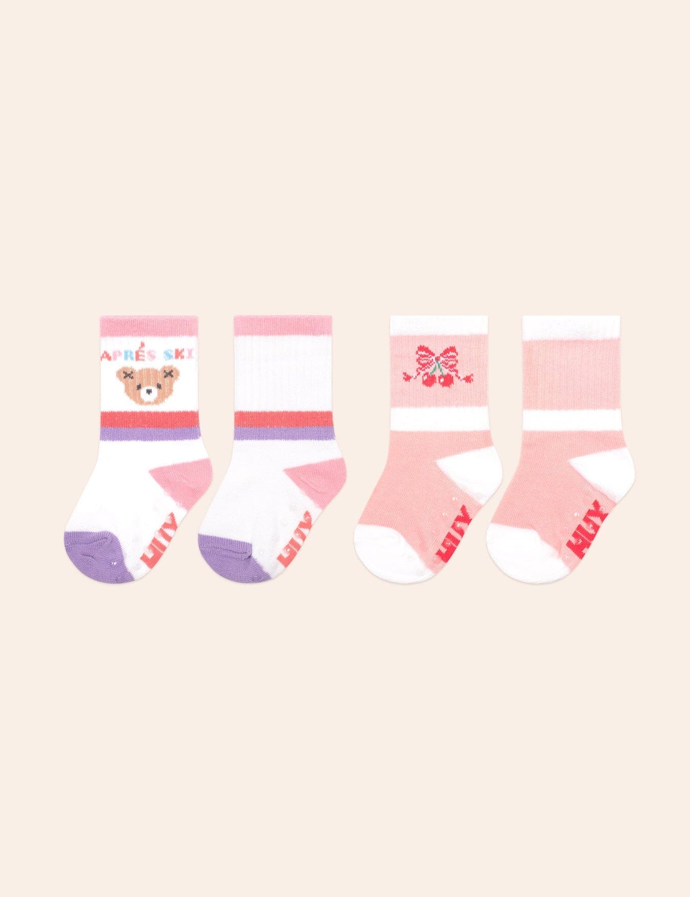 Hux Apres Ski Dusty Pink Multi 2Pk Socks ACCESSORIES Huxbaby Shopify