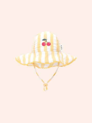 Sunshine Stripe Cherry Sunhat ACCESSORIES Huxbaby