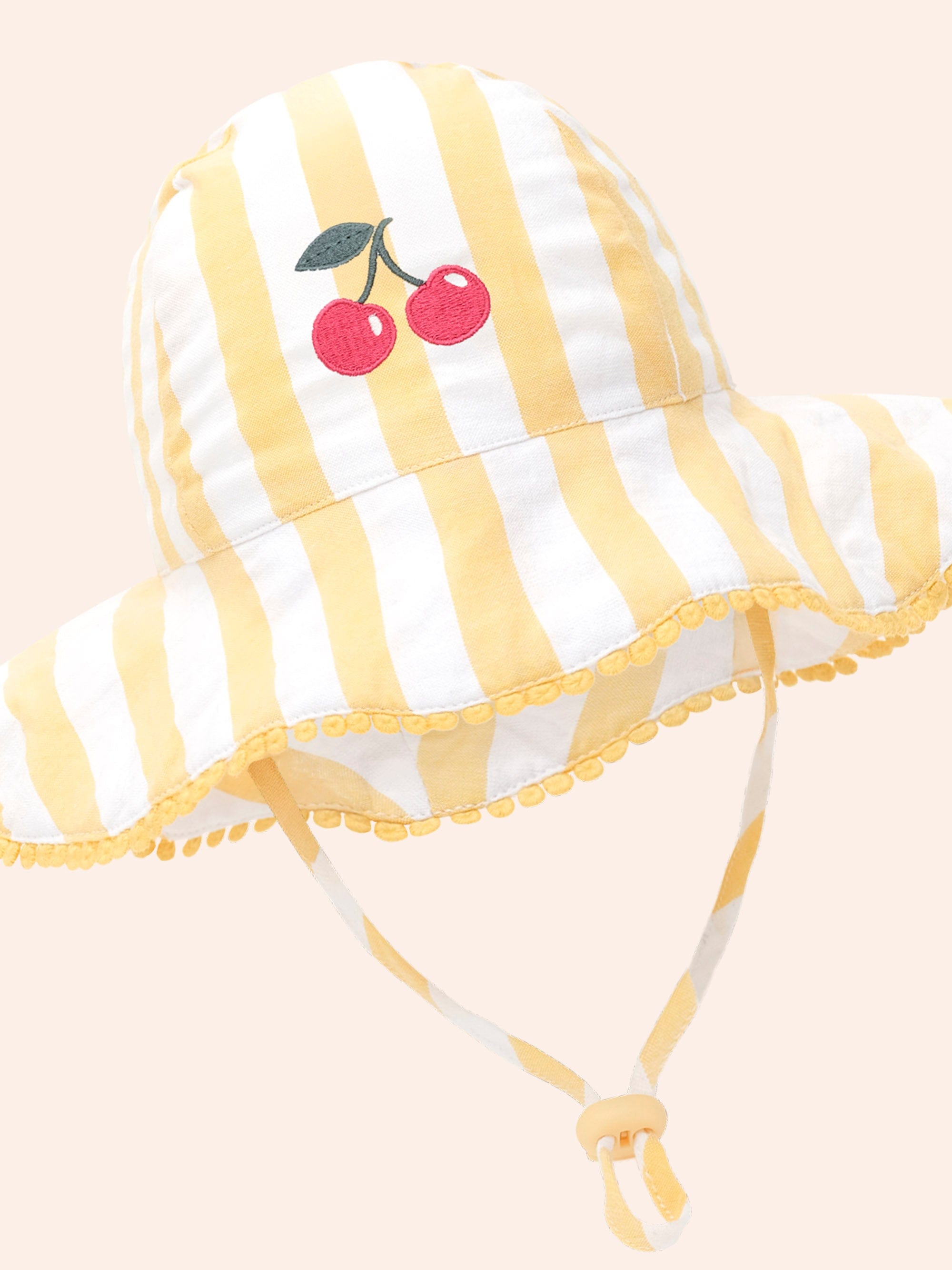 Sunshine Stripe Cherry Sunhat ACCESSORIES Huxbaby