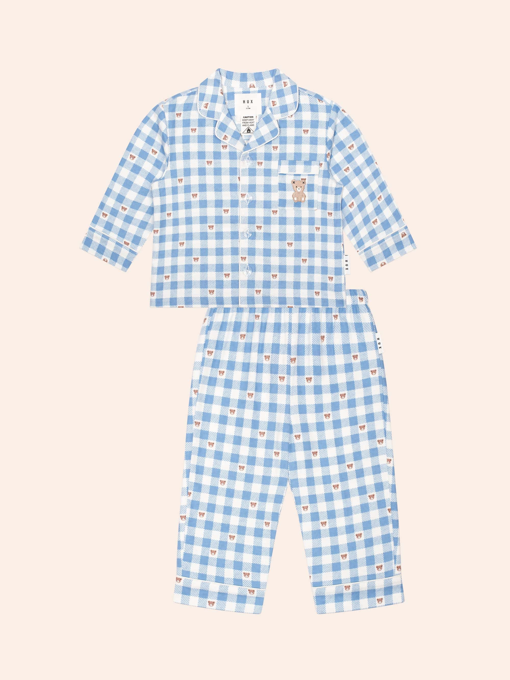 Hux Blue Check Snuggle Flannel PJ SLEEPWEAR Huxbaby