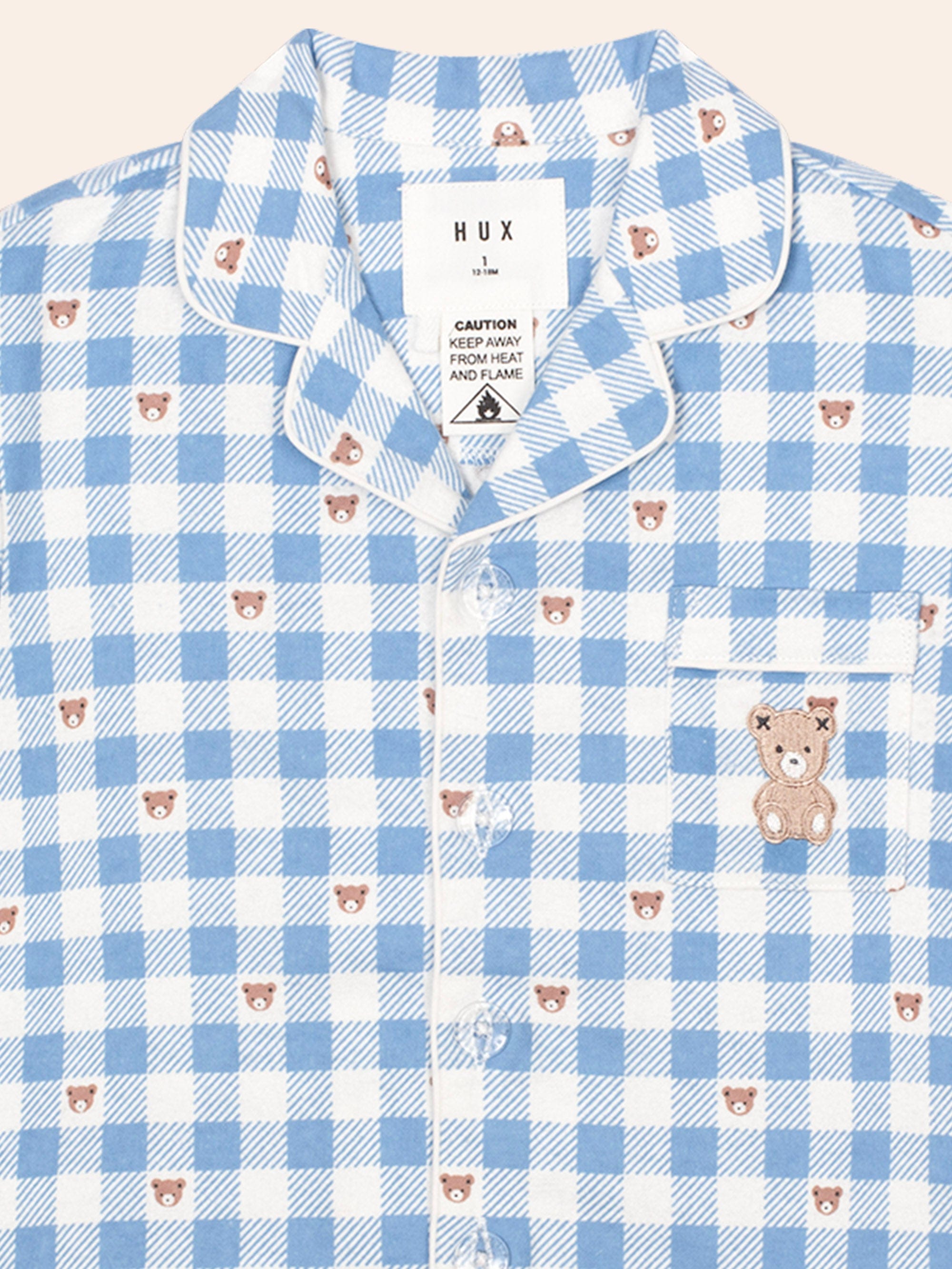 Hux Blue Check Snuggle Flannel PJ SLEEPWEAR Huxbaby