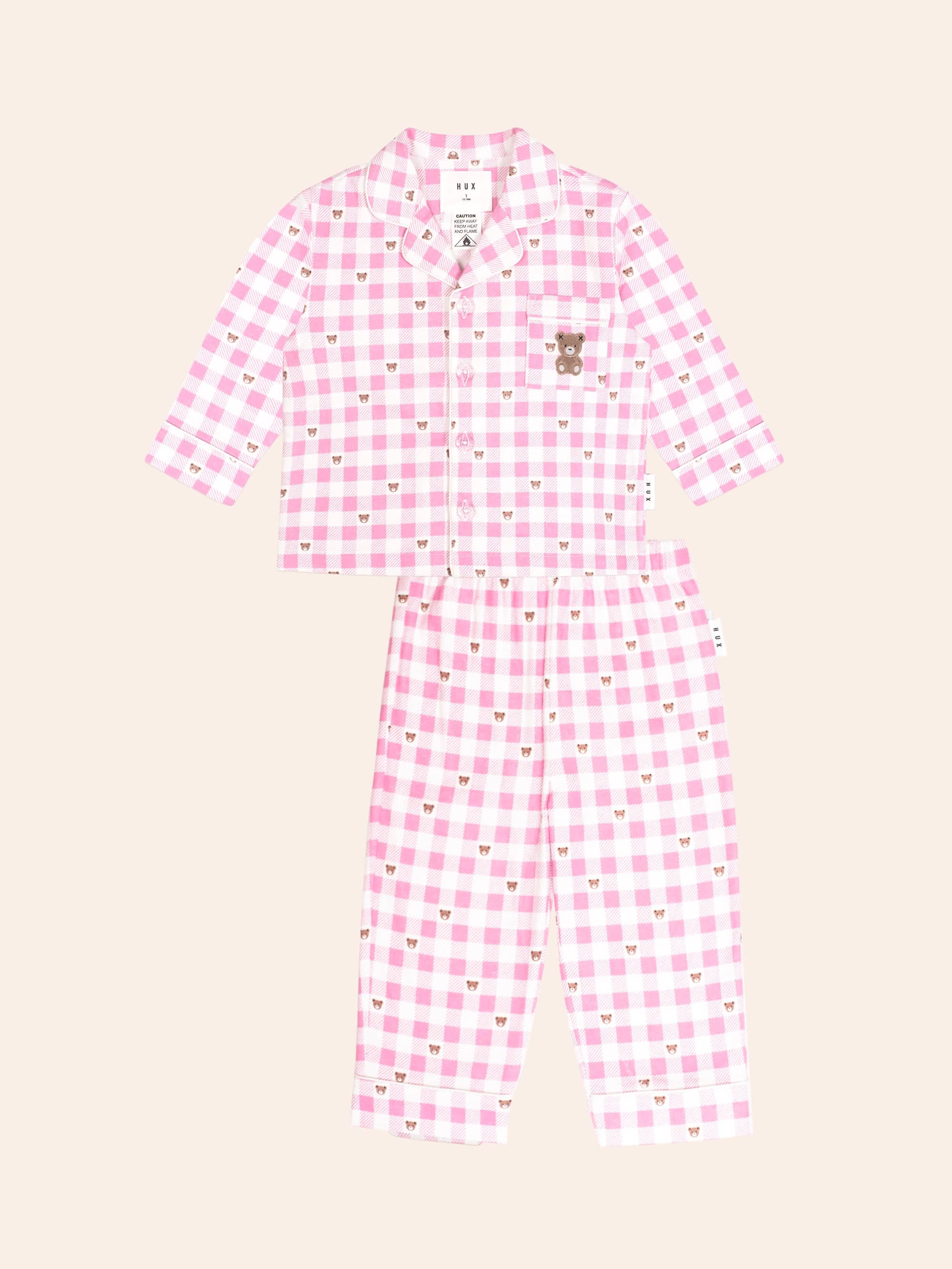 Hux Pink Check Snuggle Flannel PJ SLEEPWEAR Huxbaby