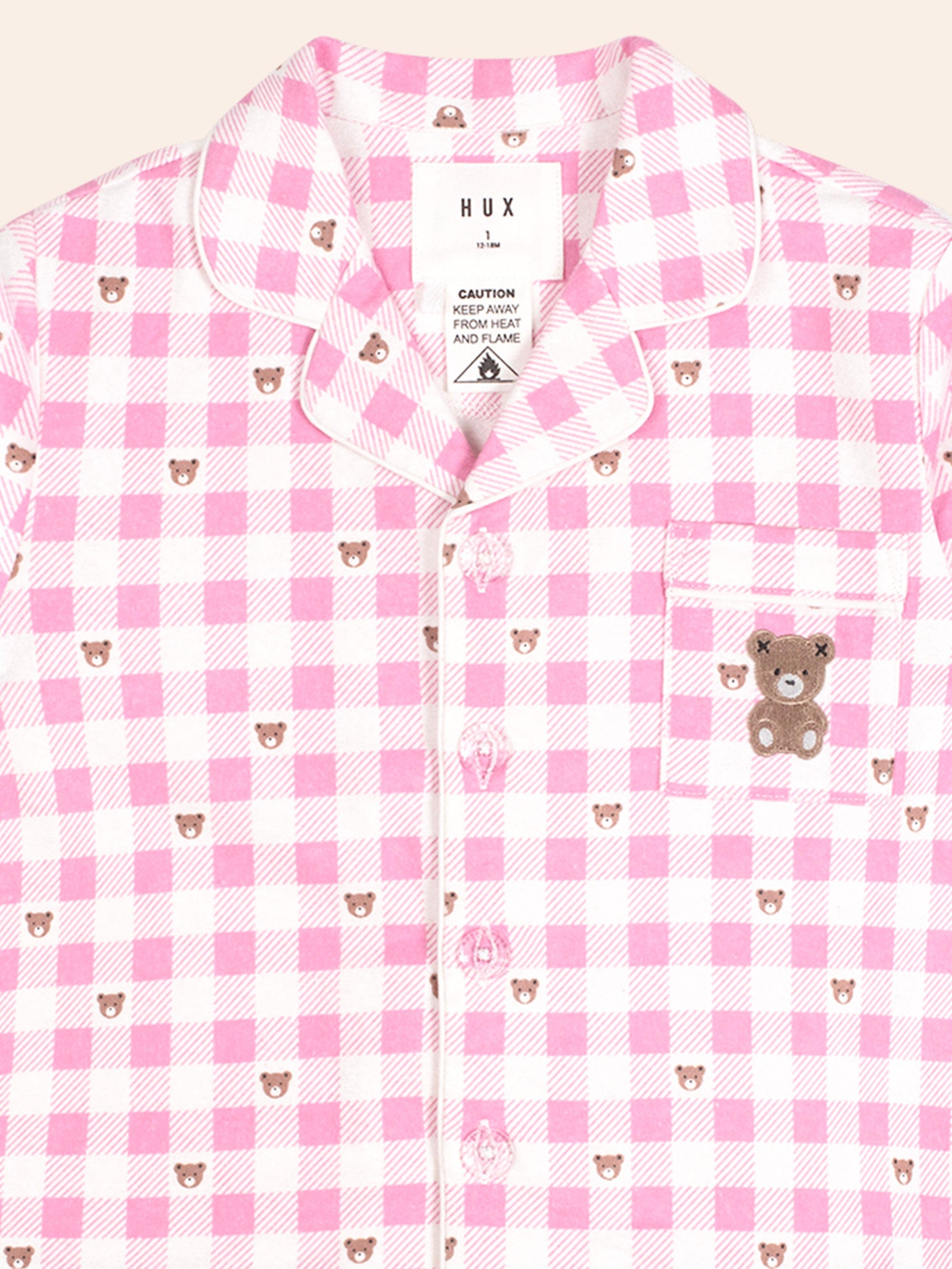 Hux Pink Check Snuggle Flannel PJ SLEEPWEAR Huxbaby