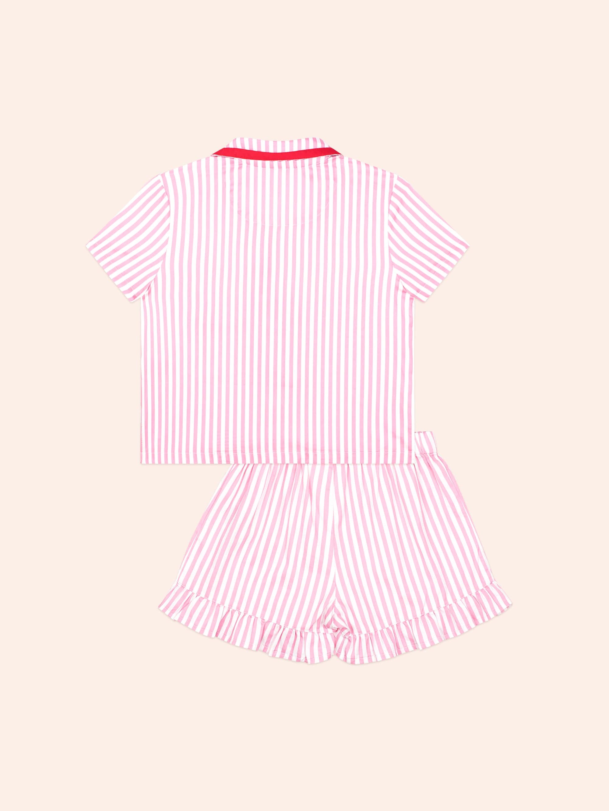 Strawberry Stripe Cherry PJ Set SLEEPWEAR Huxbaby