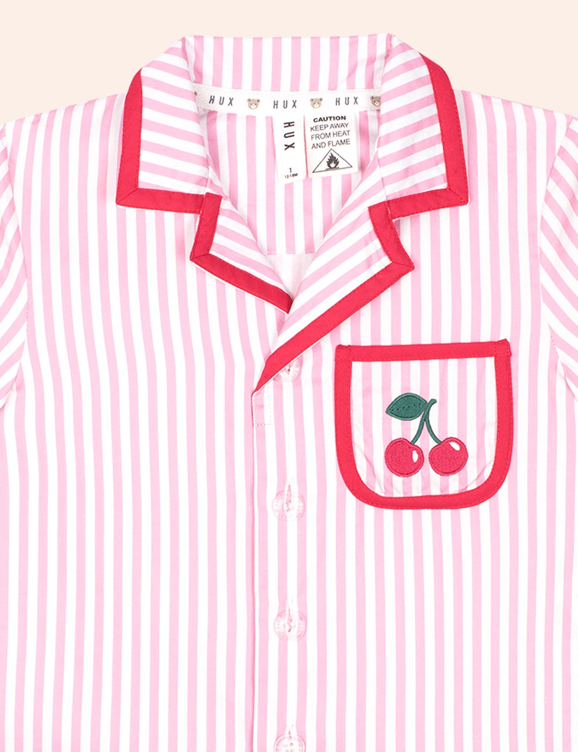 Strawberry Stripe Cherry PJ Set SLEEPWEAR Huxbaby