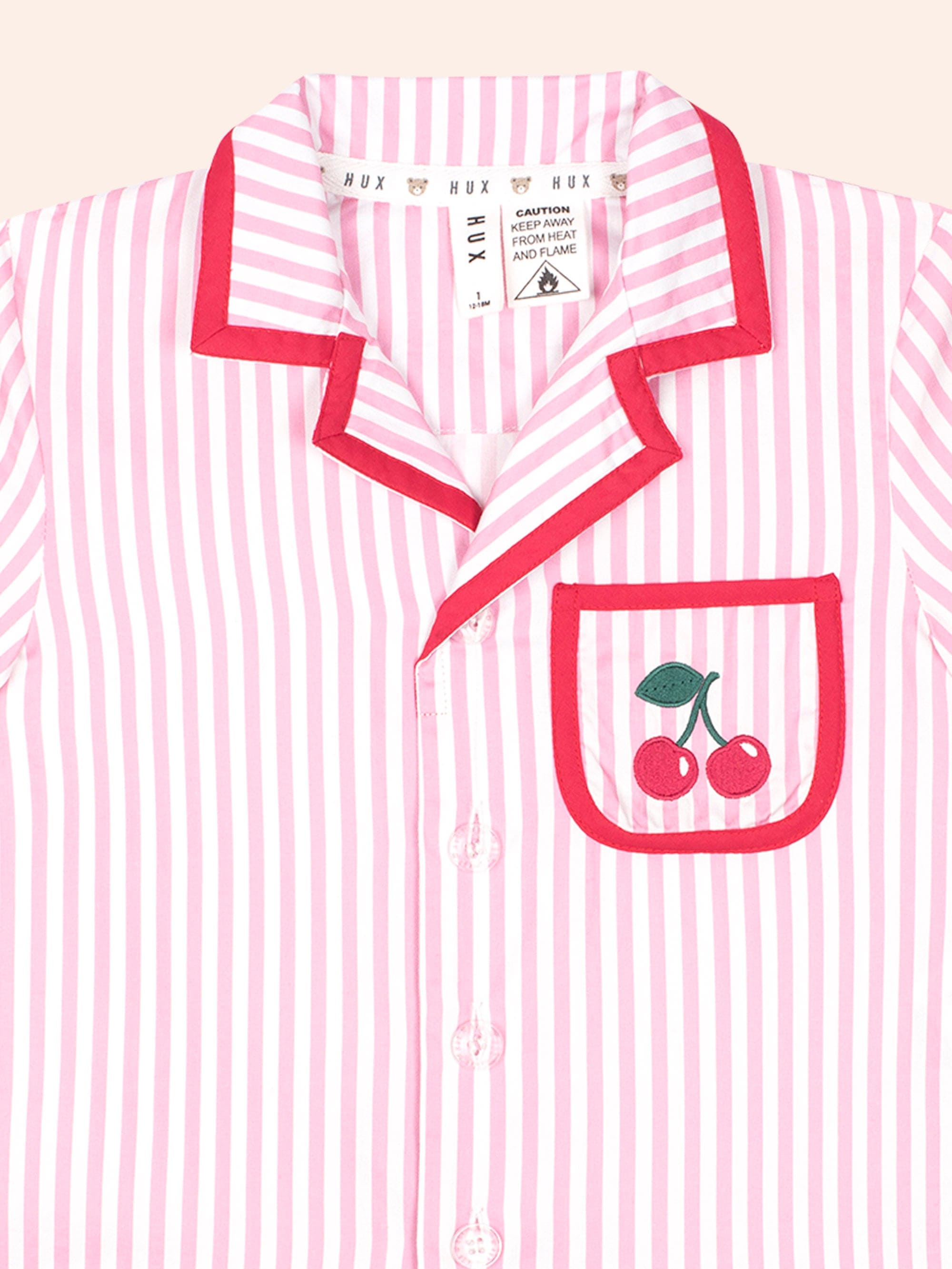 Strawberry Stripe Cherry PJ Set SLEEPWEAR Huxbaby