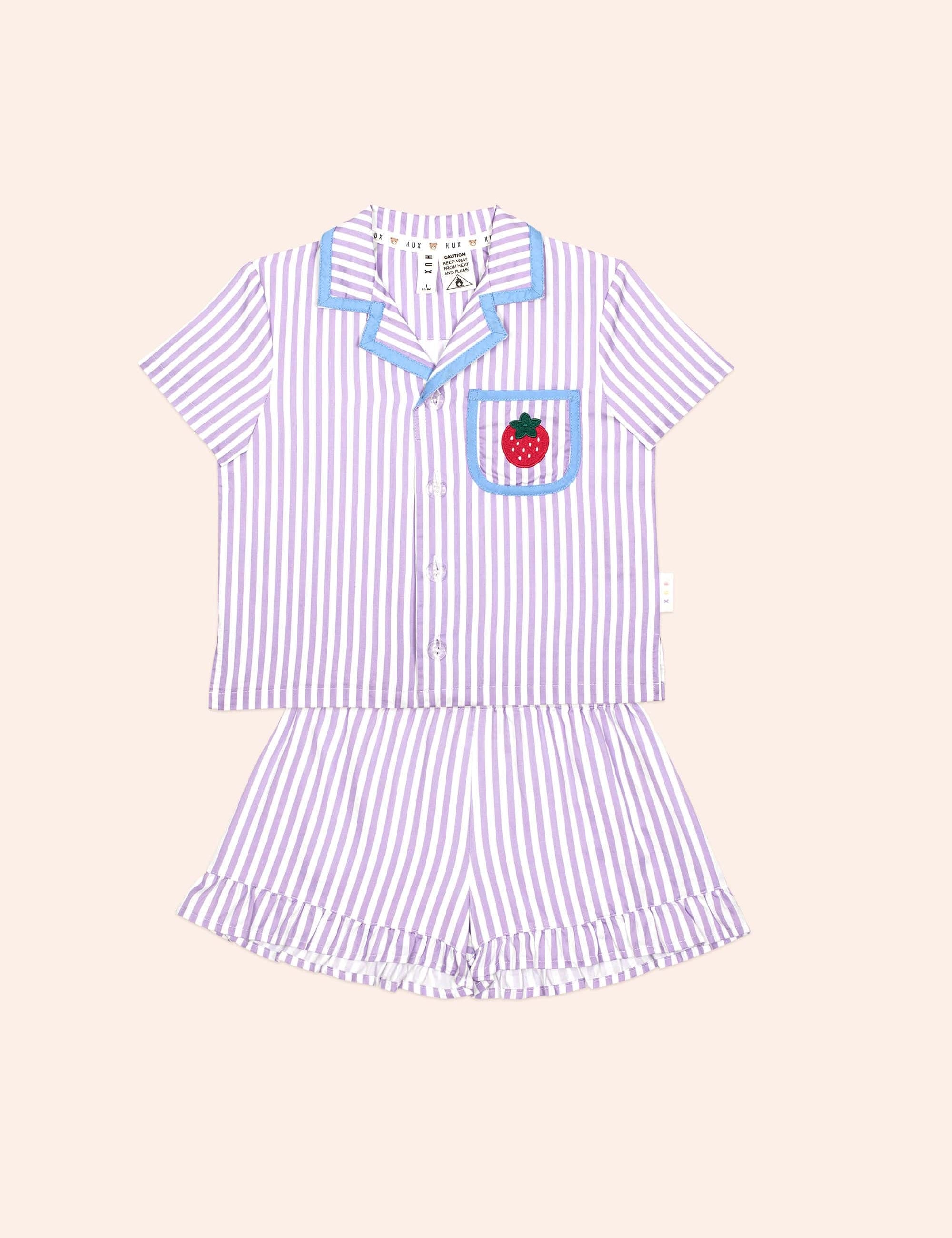 Purple Stripe Strawberry PJ Set SLEEPWEAR Huxbaby