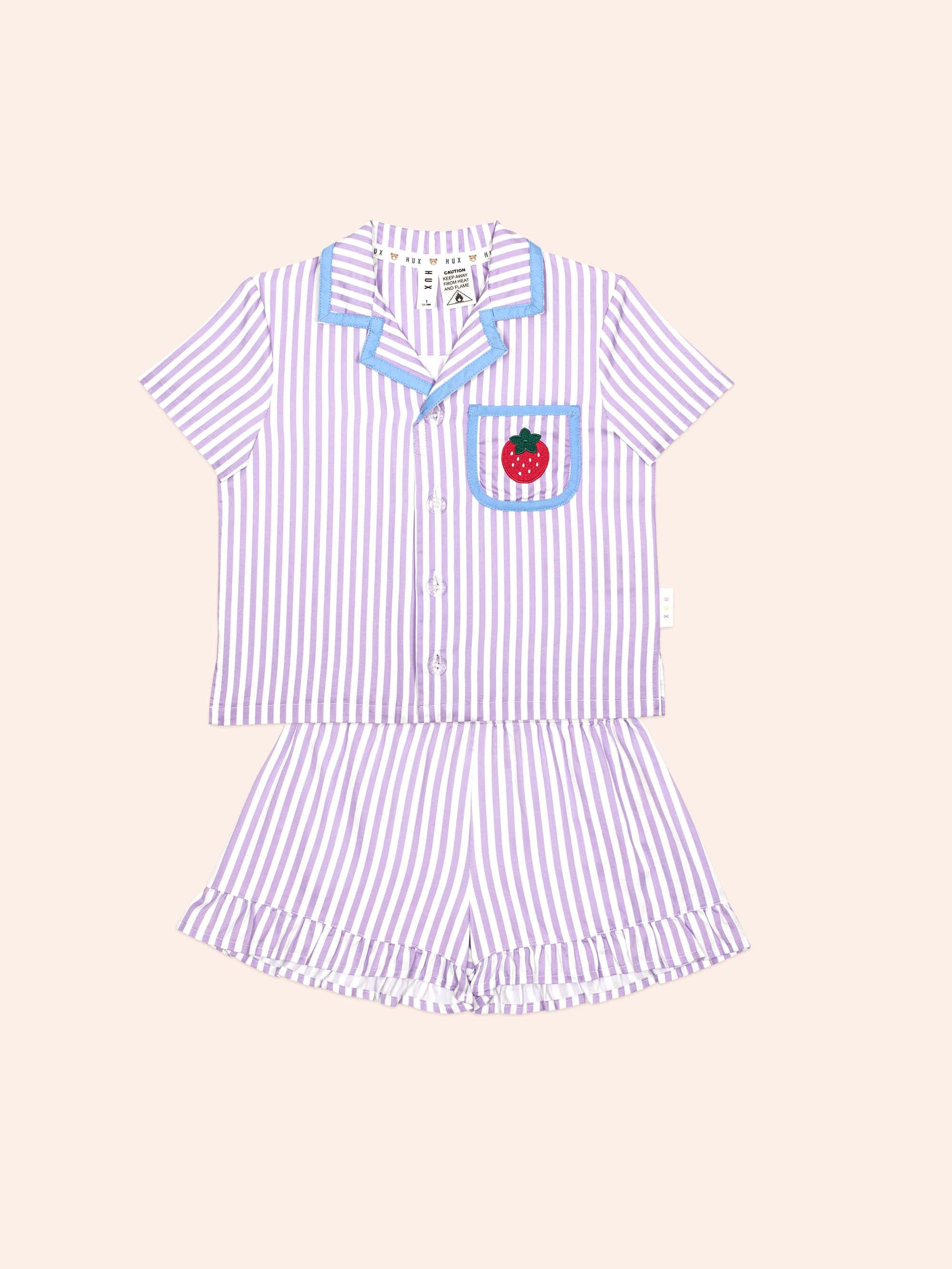 Purple Stripe Strawberry PJ Set SLEEPWEAR Huxbaby