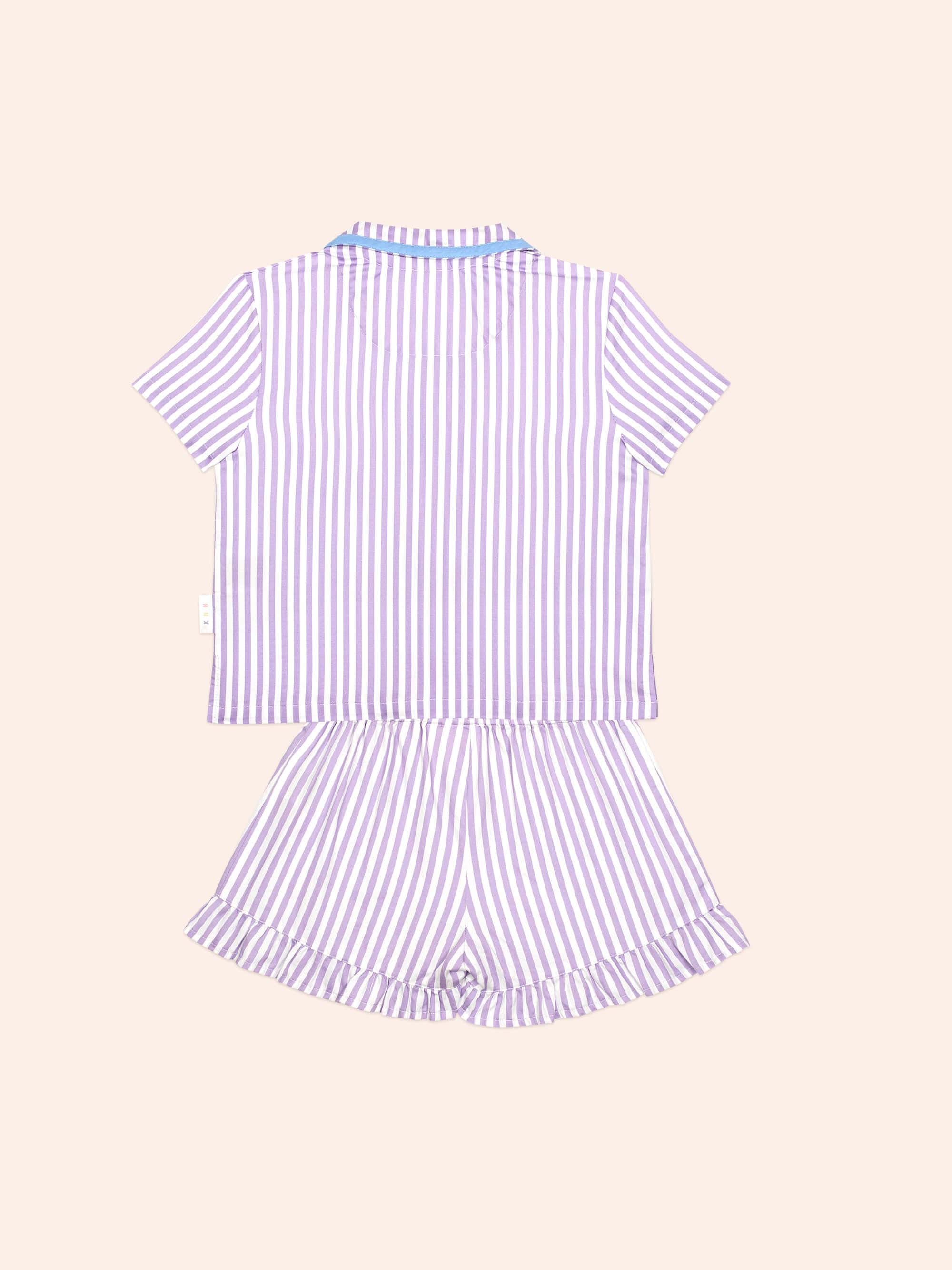 Purple Stripe Strawberry PJ Set SLEEPWEAR Huxbaby