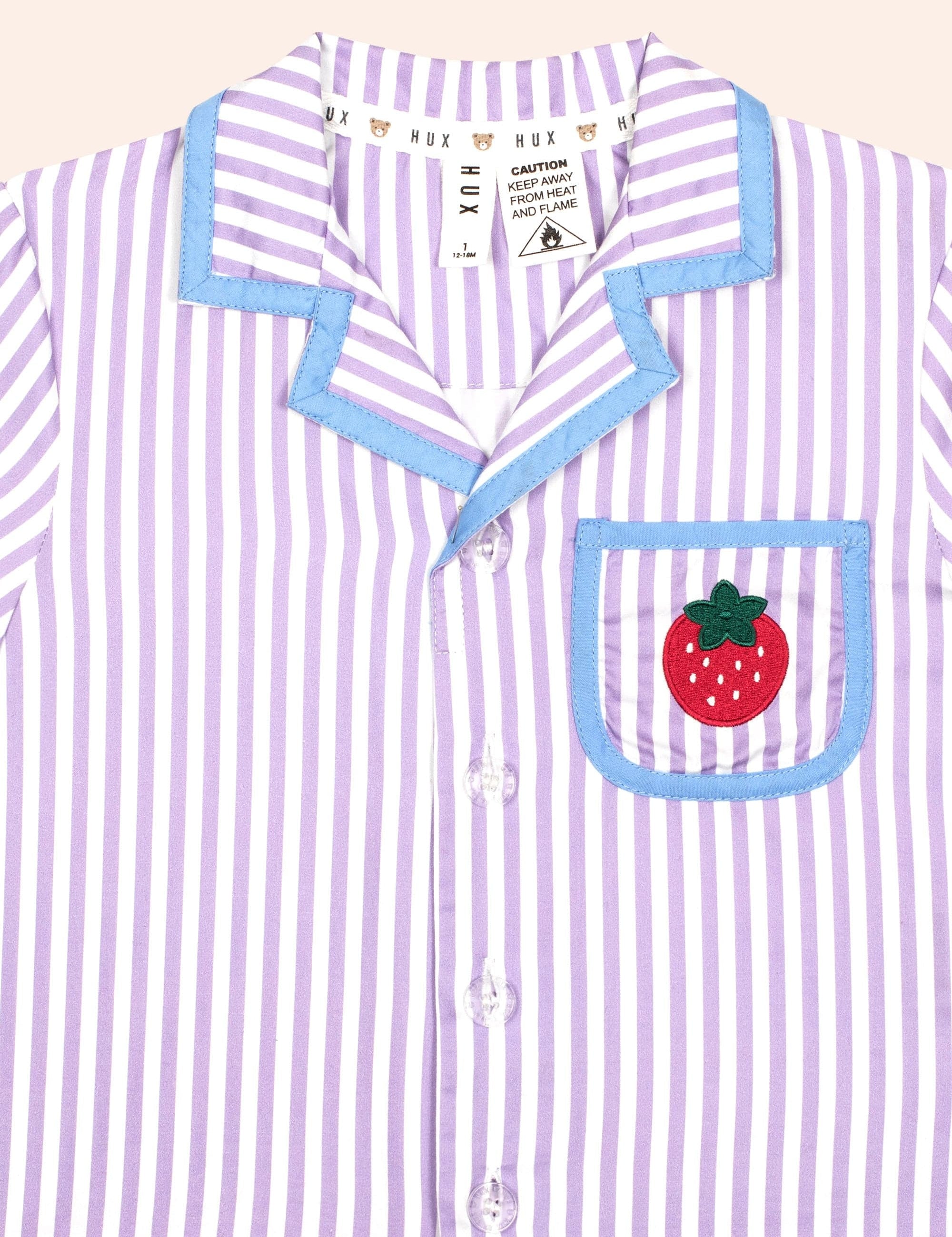 Purple Stripe Strawberry PJ Set SLEEPWEAR Huxbaby