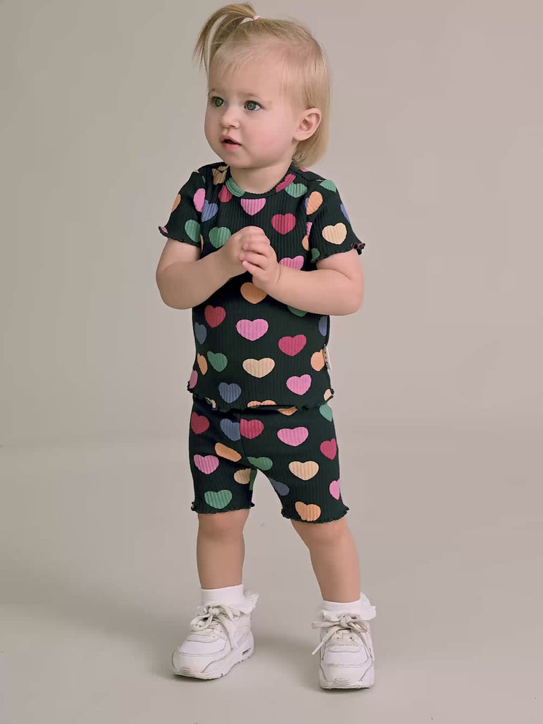 Multi Hearts Rib Bike Short SHORT Huxbaby