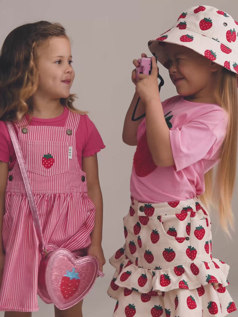 Strawberry Emb Stripe Pinafore DRESS Huxbaby Shopify