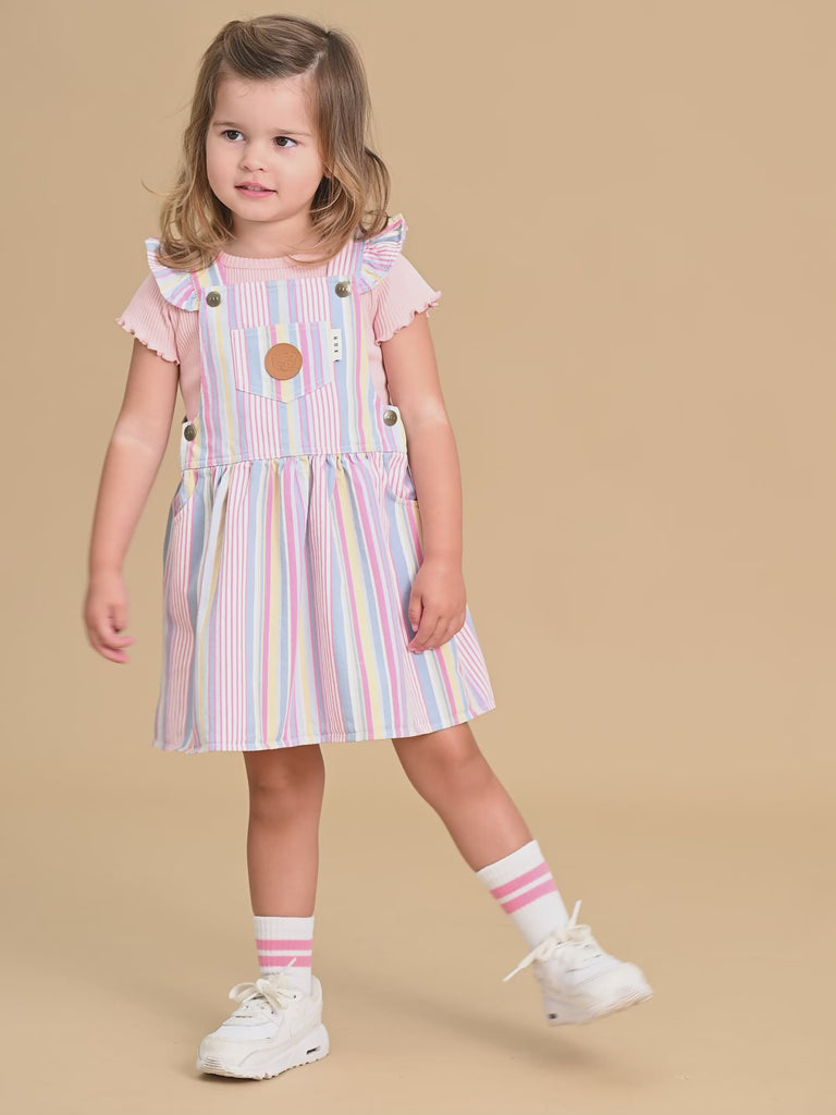 RAINBOW STRIPE PINAFORE Dress Huxbaby