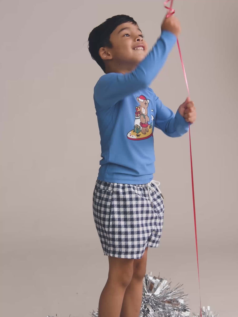 Ink Gingham Boardshort SWIMWEAR Huxbaby Shopify