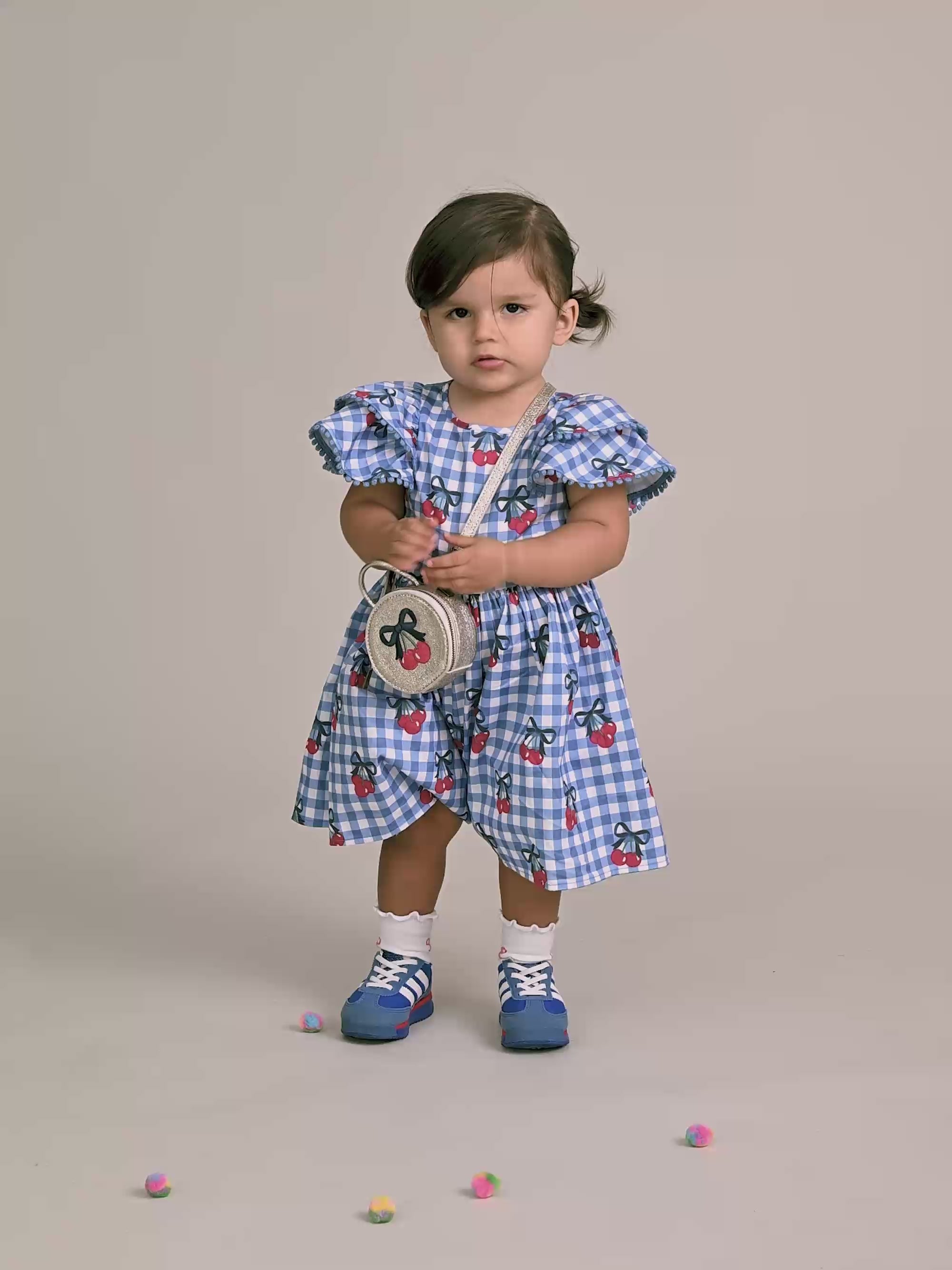 Cherry Gingham Frill Dress DRESS Huxbaby