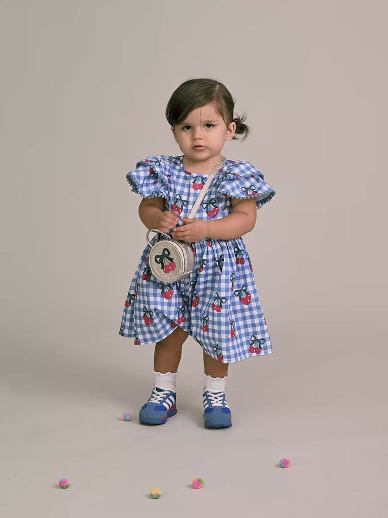 Cherry Gingham Frill Dress DRESS Huxbaby