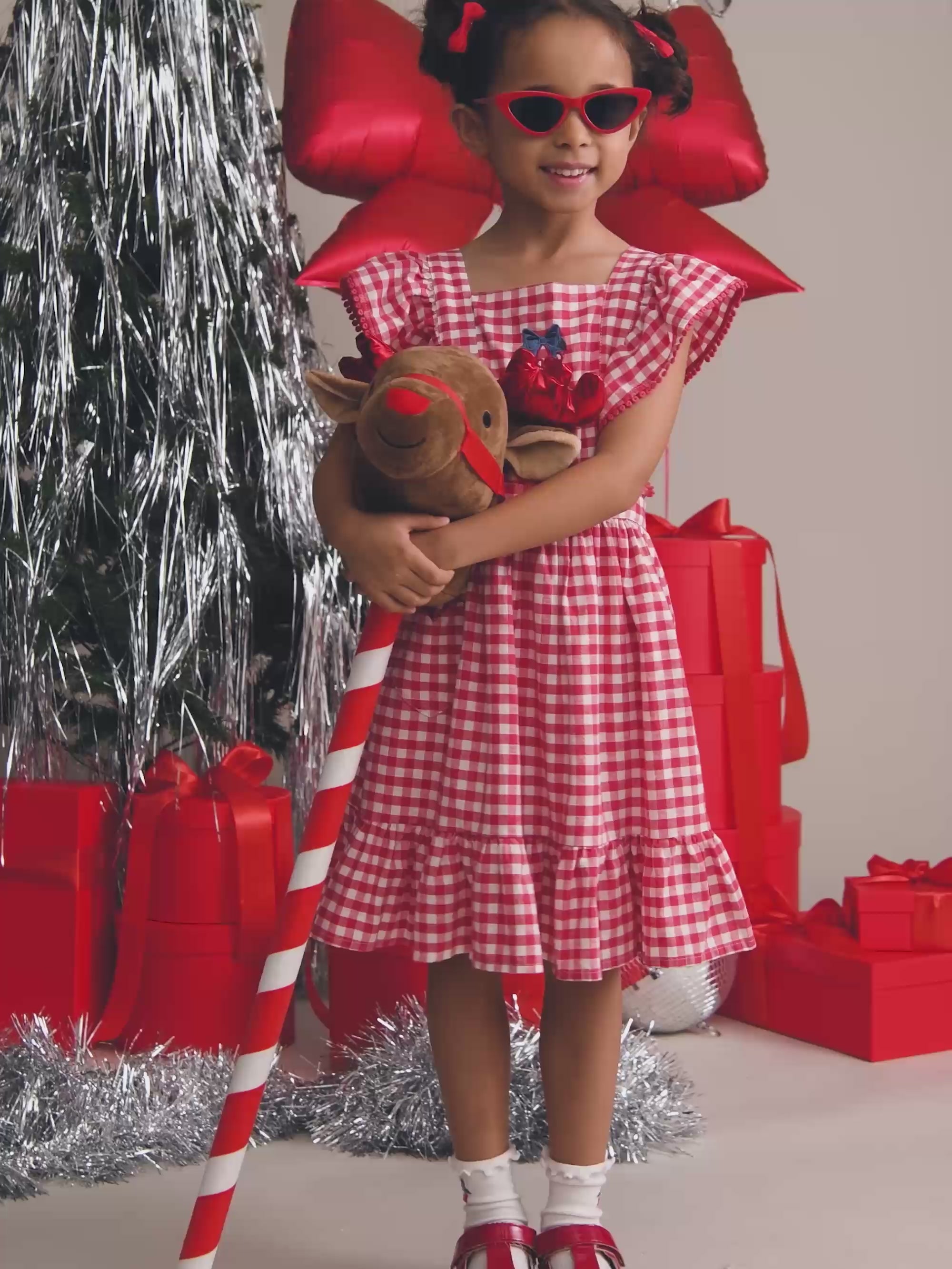 Cherry Bow Gingham Pinafore DRESS Huxbaby Shopify