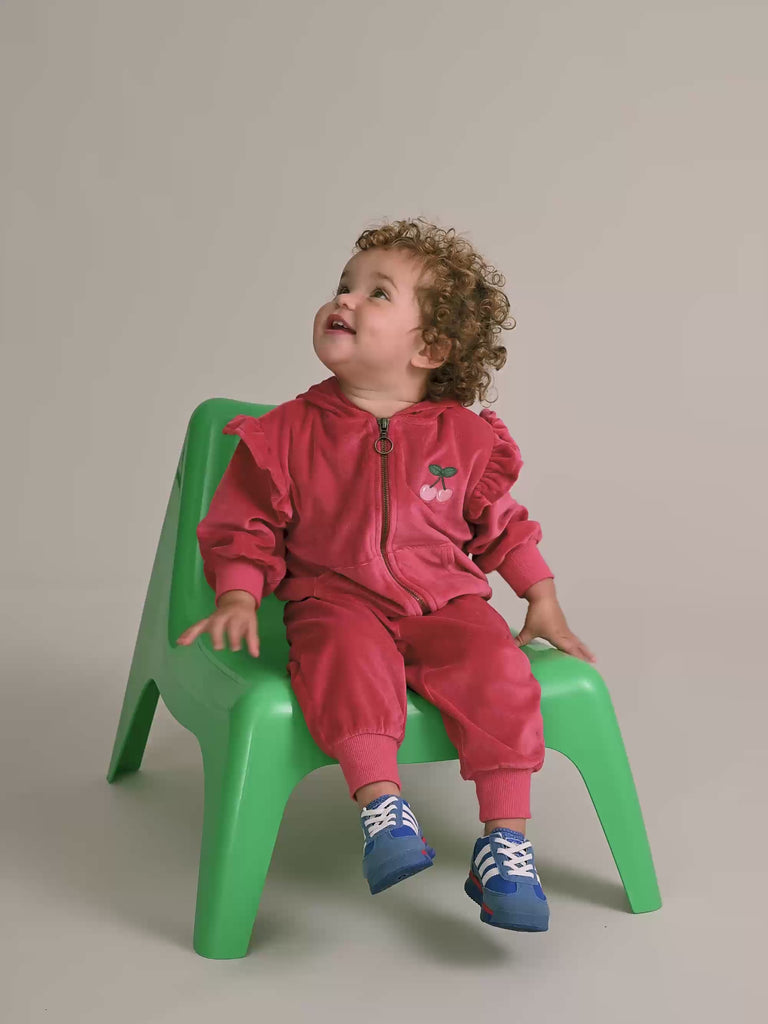 Very Cherry Velour Zip Up Hoodie SWEATSHIRT Huxbaby