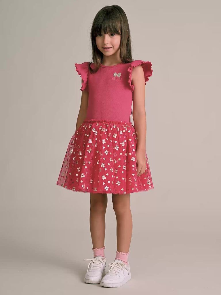 Golden Cherry Pie Rib Tulle Dress DRESS Huxbaby