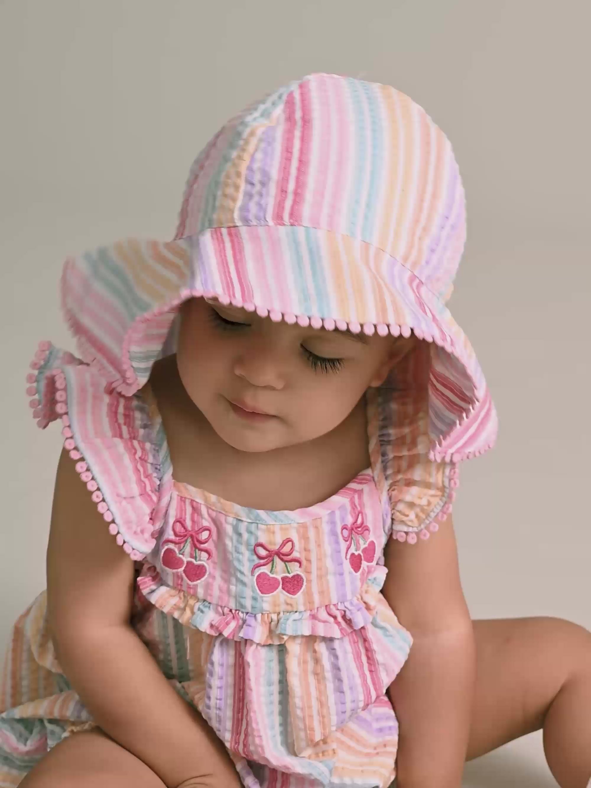 Rainbow Stripe Frill Playsuit ROMPER Huxbaby