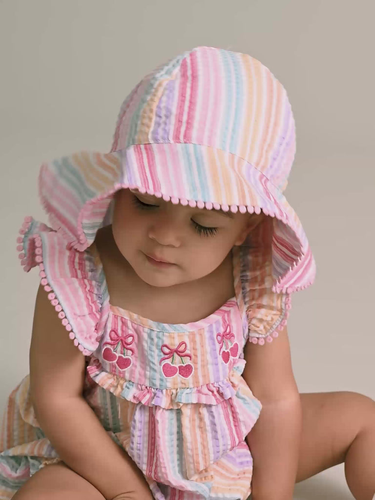 Rainbow Stripe Frill Playsuit ROMPER Huxbaby