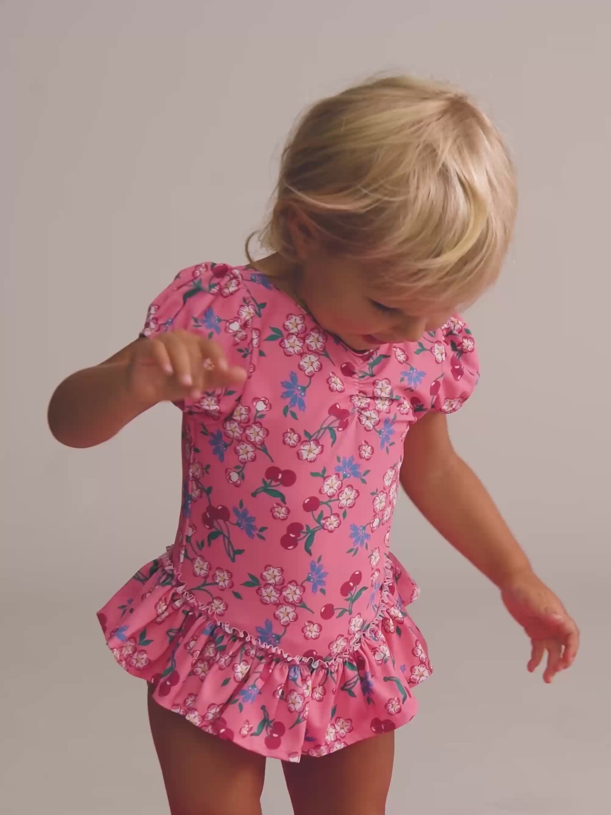 Tropical Cherry Floral Peplum Swimsuit SWIMWEAR Huxbaby Shopify