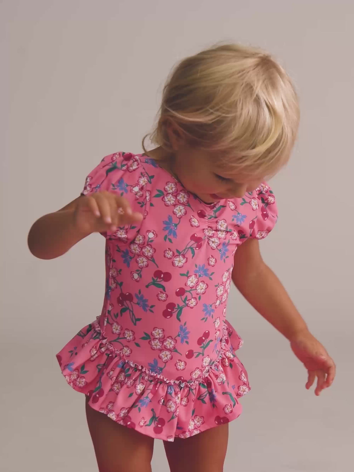 Tropical Cherry Floral Peplum Swimsuit SWIMWEAR Huxbaby Shopify