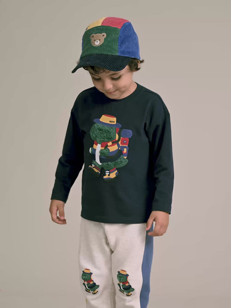 Camping Dino Colour Block Trackpant PANT Huxbaby