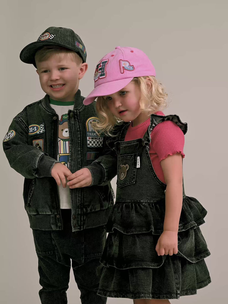 Black Knit Denim Patches Jacket JACKET Huxbaby