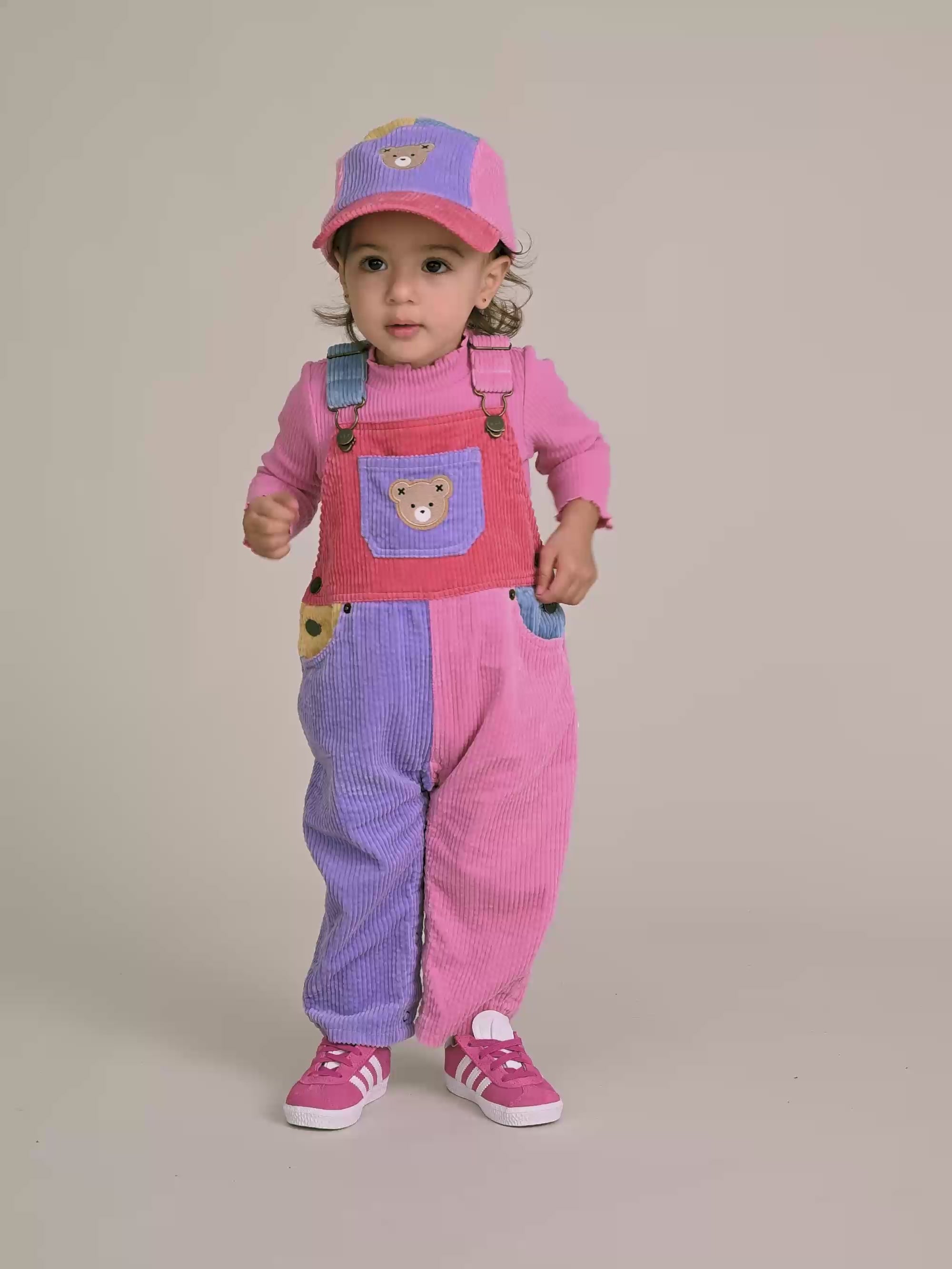 Colour Block Girl Cord Overalls OVERALL Huxbaby
