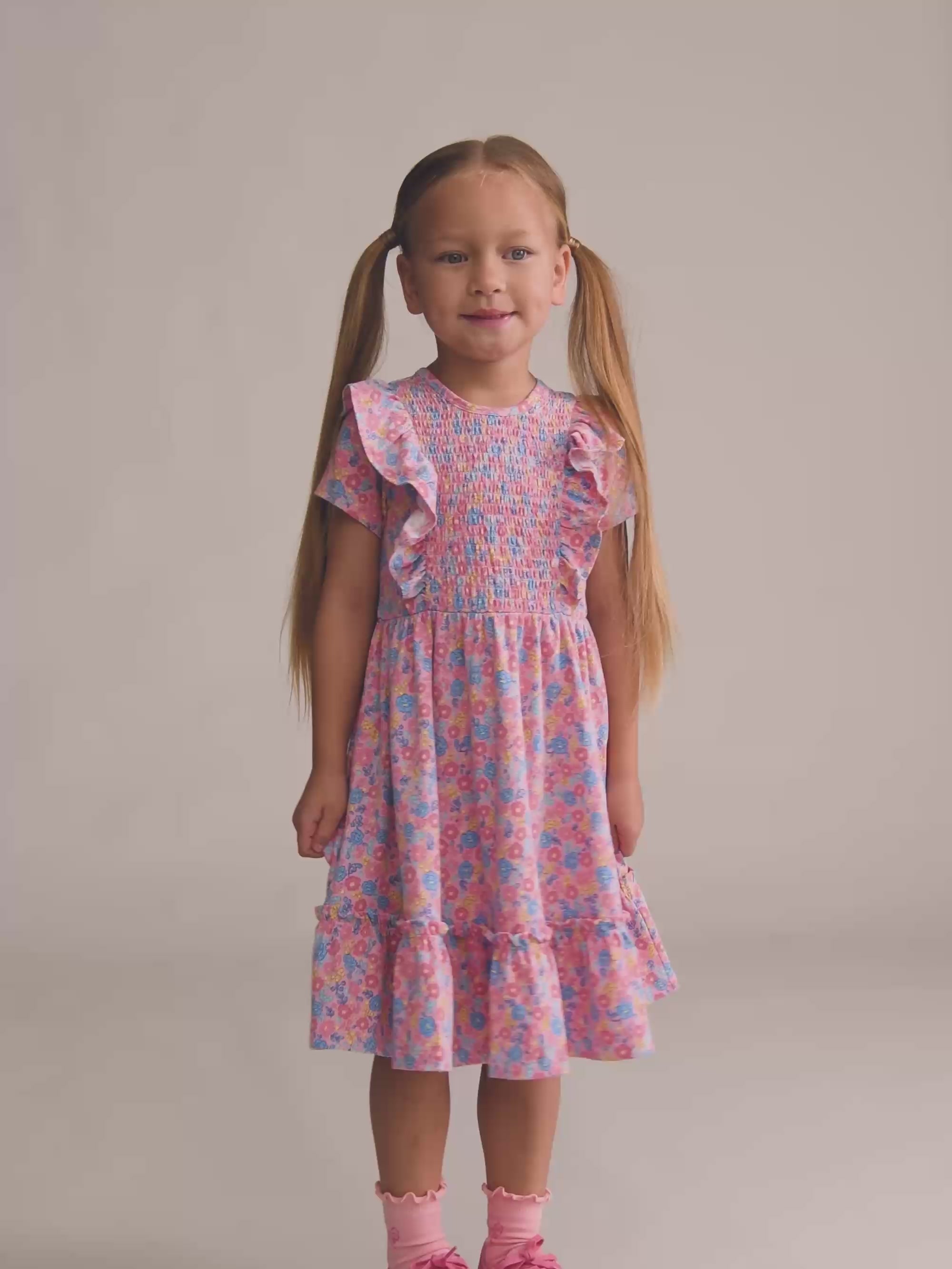 Vintage Floral Shirred S/Slv Dress DRESS Huxbaby Shopify