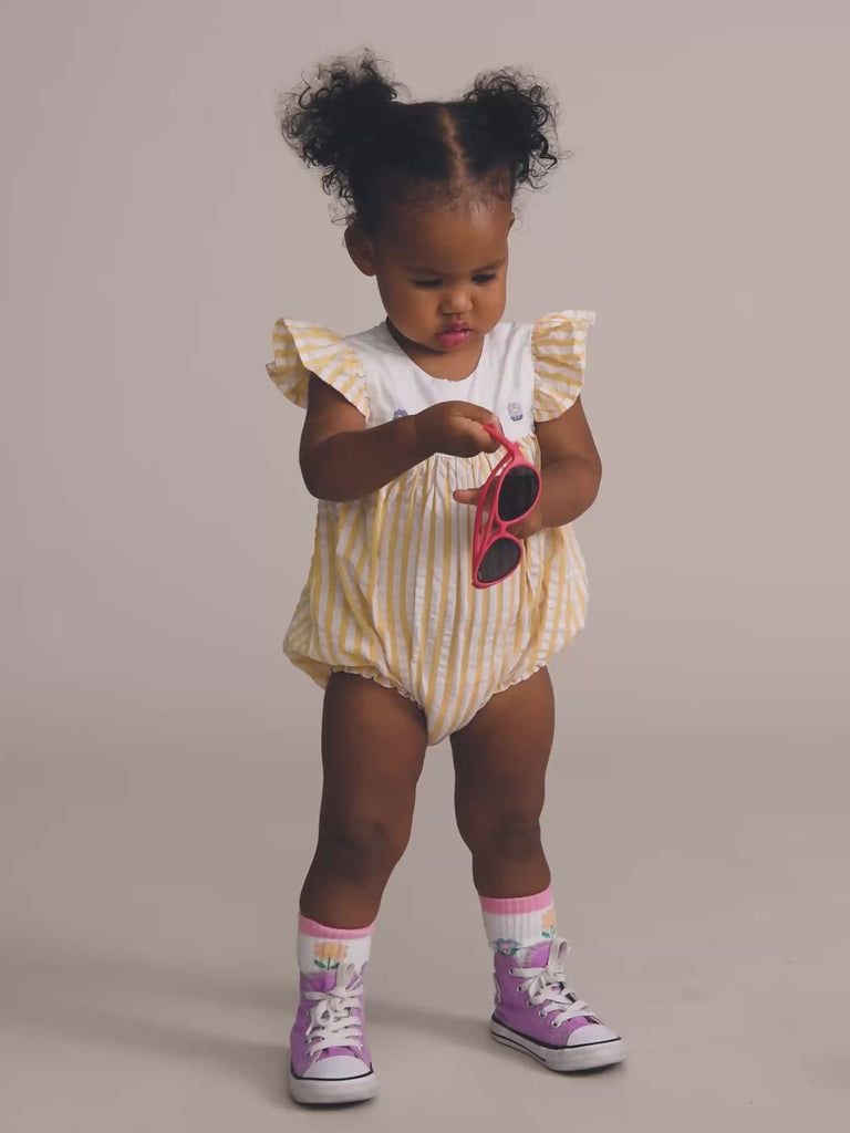 Flower Field Stripe Playsuit PLAYSUIT Huxbaby Shopify