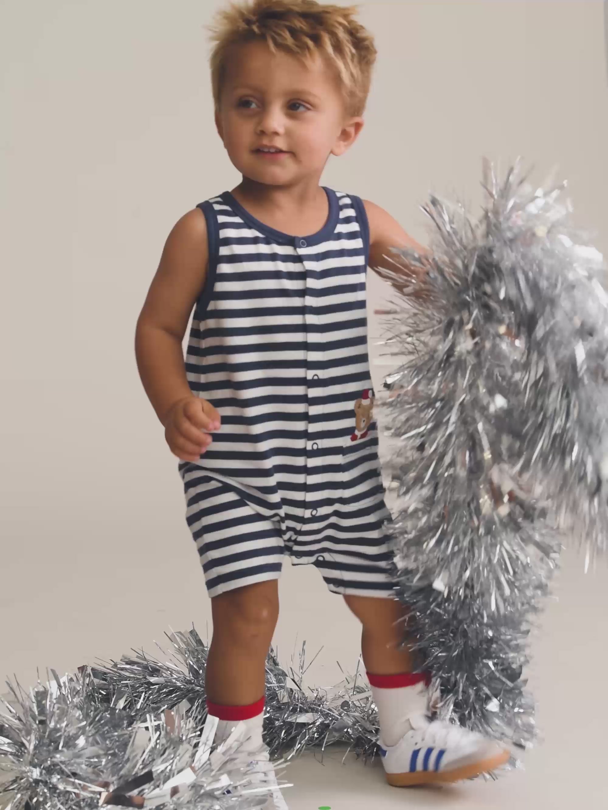 Stripe Father Huxmas S/Less Romper ONESIE Huxbaby Shopify