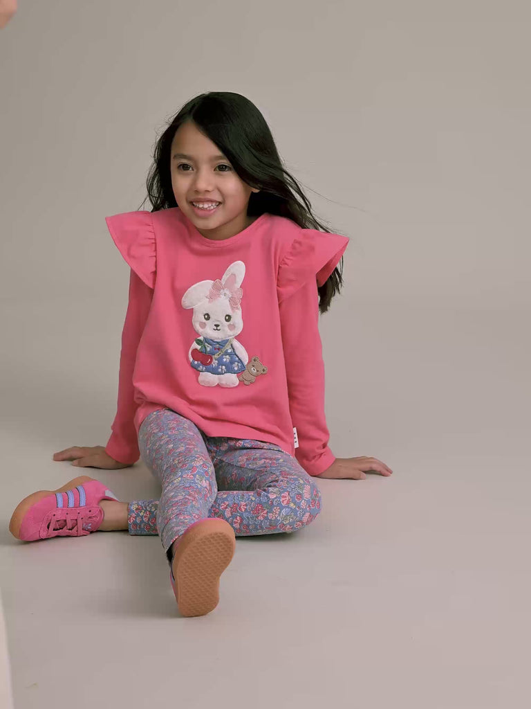 Flower Field Bunny Frill Top TOP LS Huxbaby