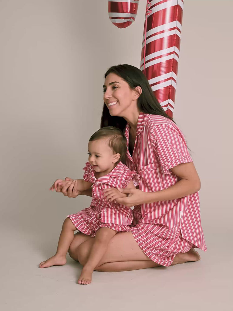 Tis The Season Frill PJs Candy Cane SLEEPWEAR Huxbaby