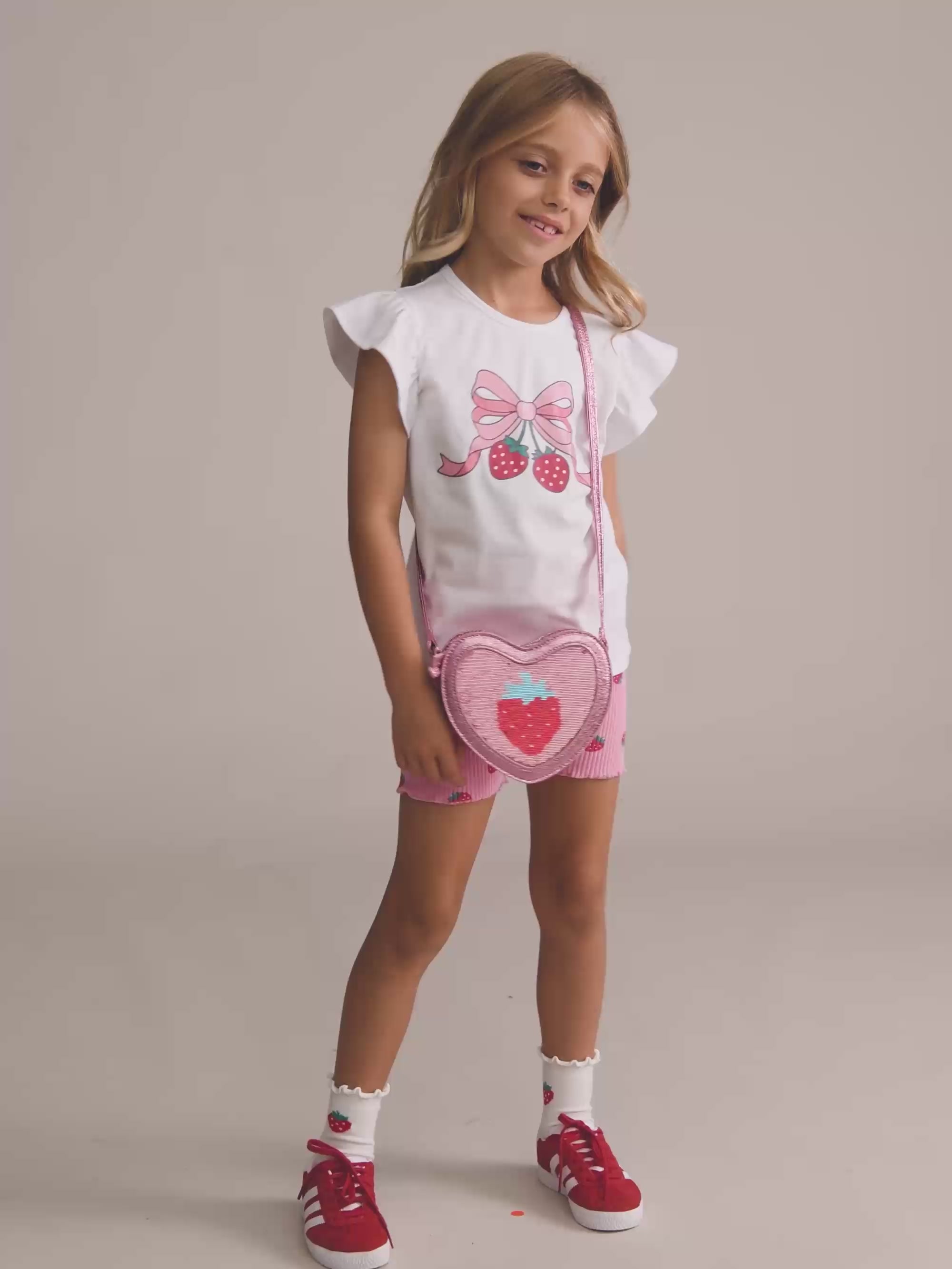 Strawberry Bow Frill Tee SL TOP Huxbaby Shopify