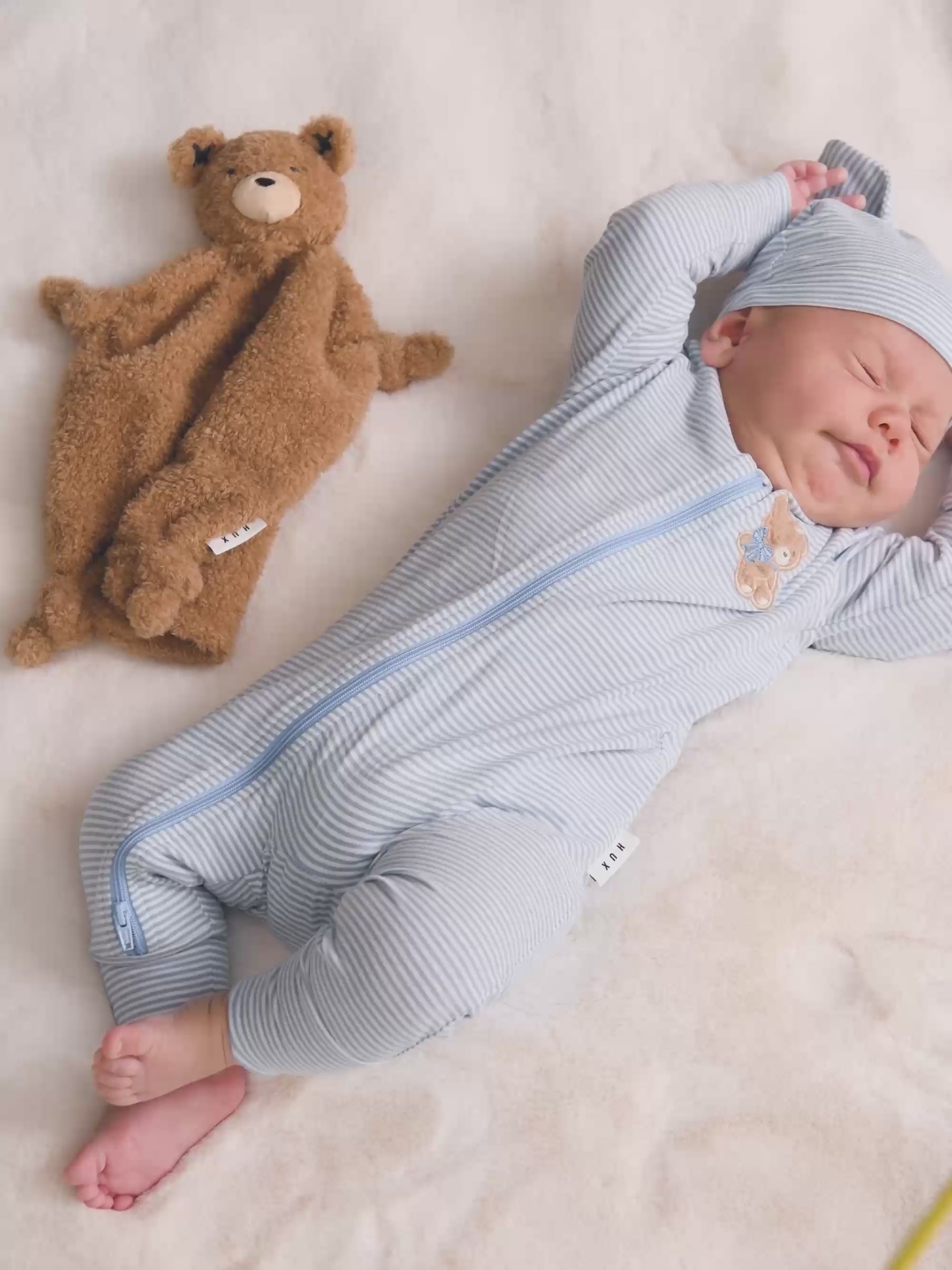 Bow Hux Stripe Zip Romper ONESIE Huxbaby Shopify