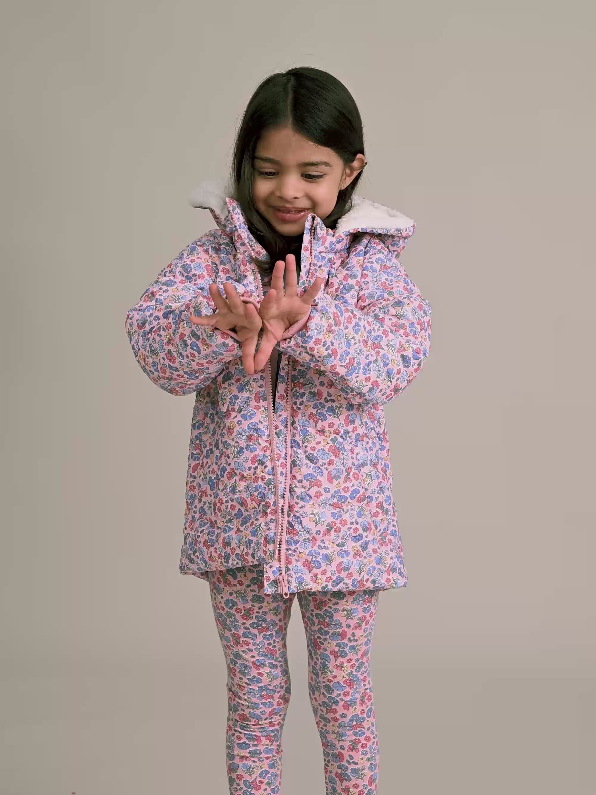 Heart Floral Quilted Puffer Jacket JACKET Huxbaby