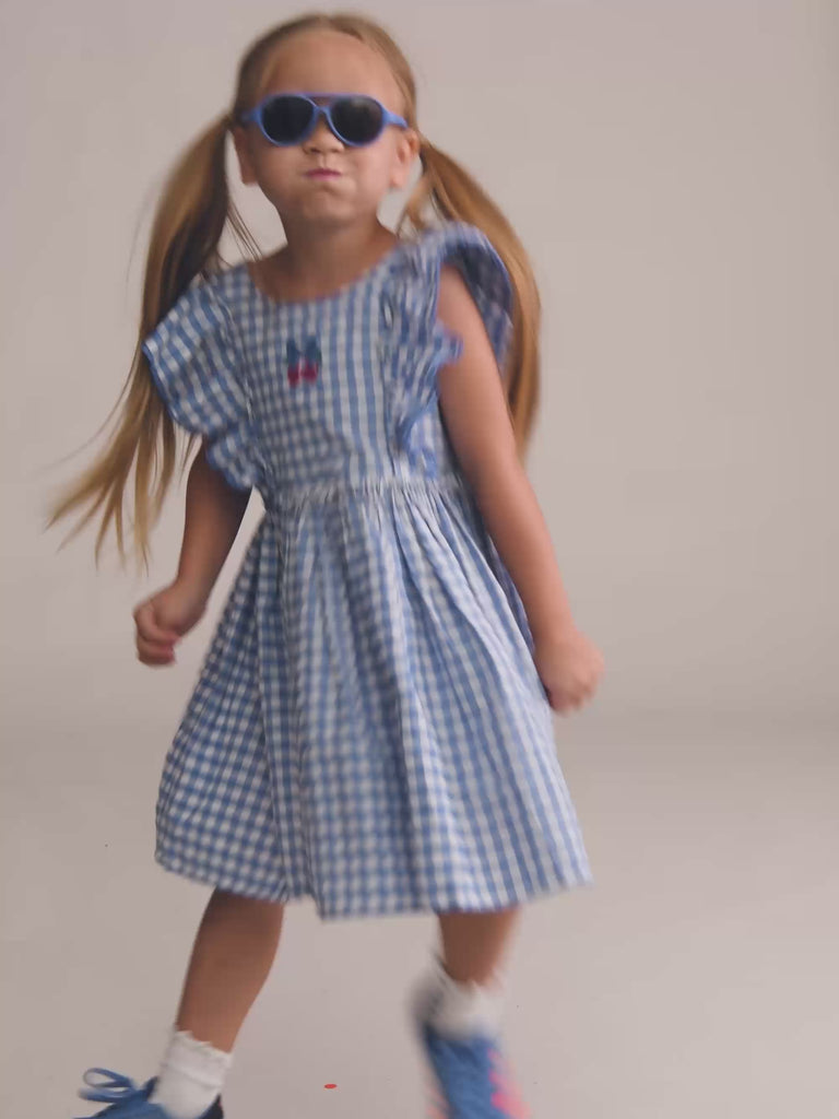 Dusty Blue Gingham Bow Dress DRESS Huxbaby Shopify
