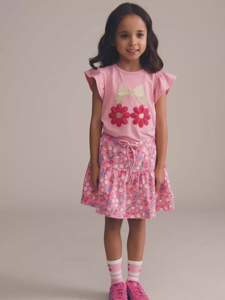 Tropical Twin Flower Frill Tee T-SHIRT Huxbaby Shopify