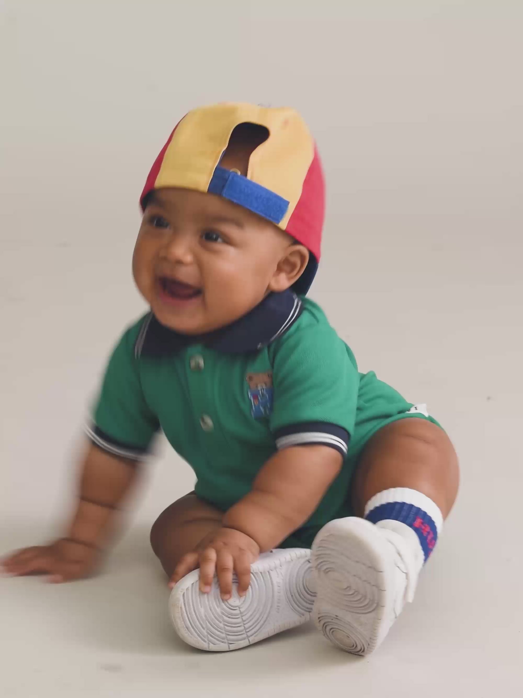 Collegiate Hux Pique Polo Romper ONESIE Huxbaby Shopify