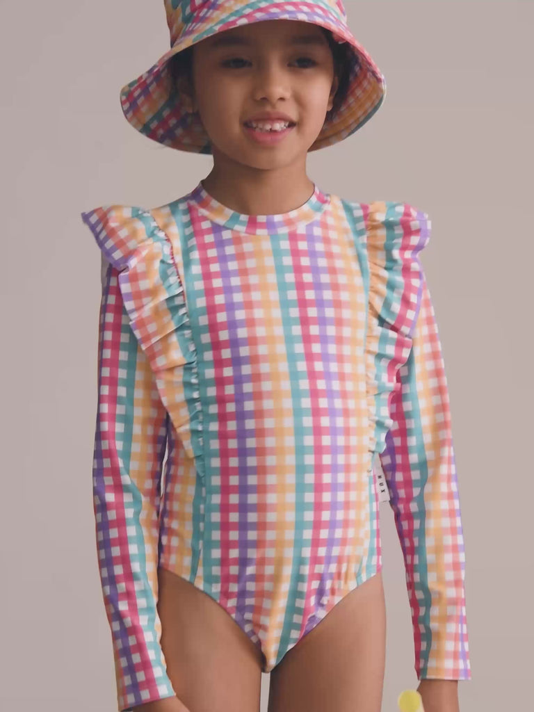 Rainbow Check Swimhat SWIMWEAR Huxbaby Shopify