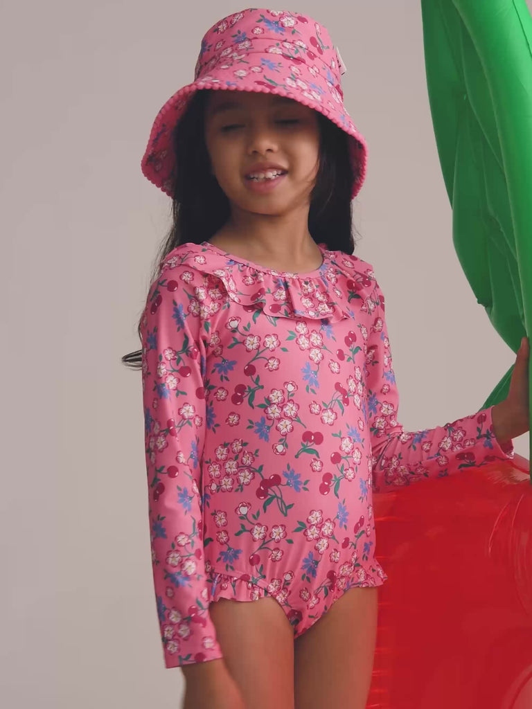Tropical Cherry Floral Swimhat SWIMWEAR Huxbaby Shopify