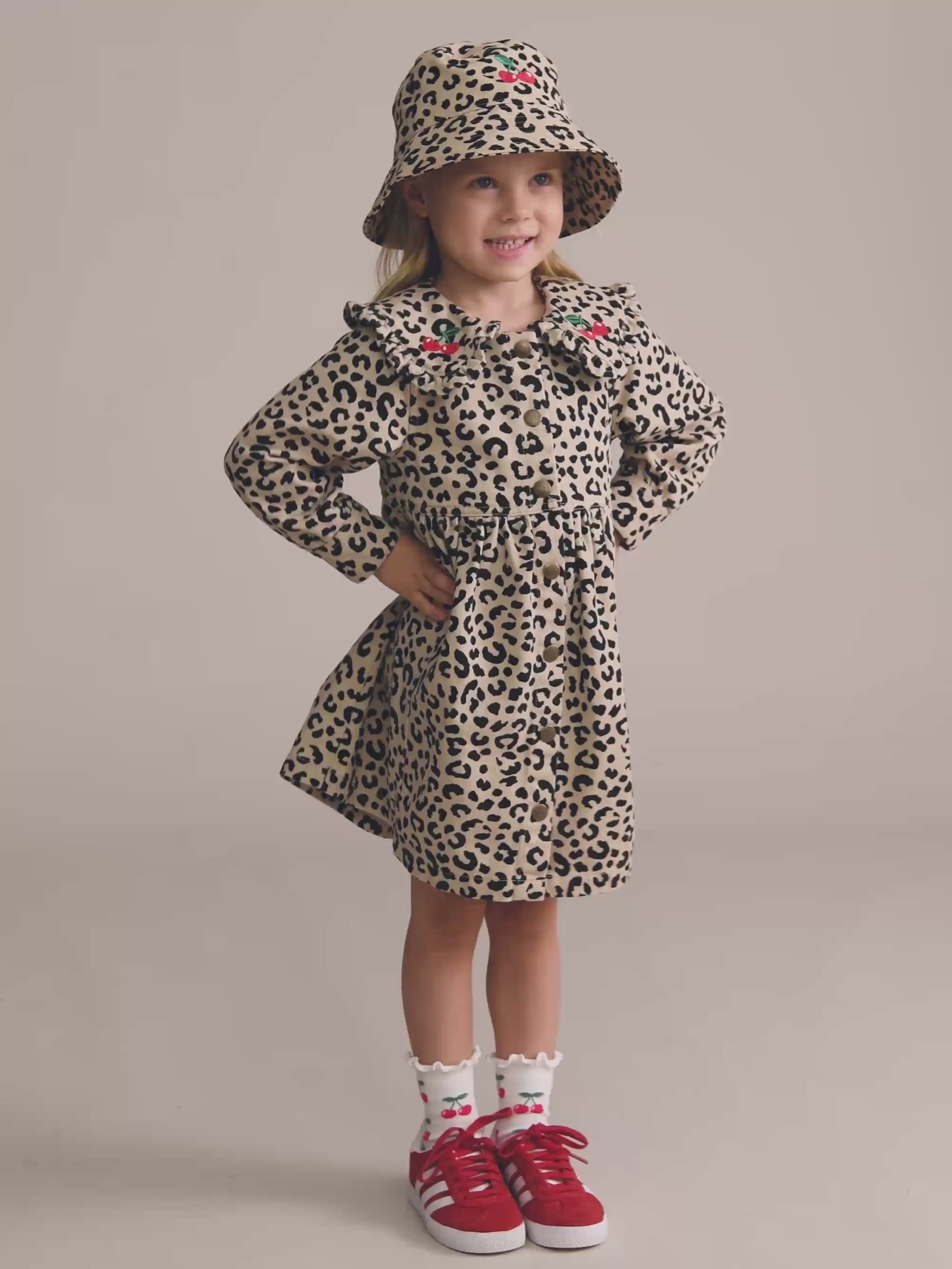 Leopard Cherry Collar Dress DRESS Huxbaby Shopify